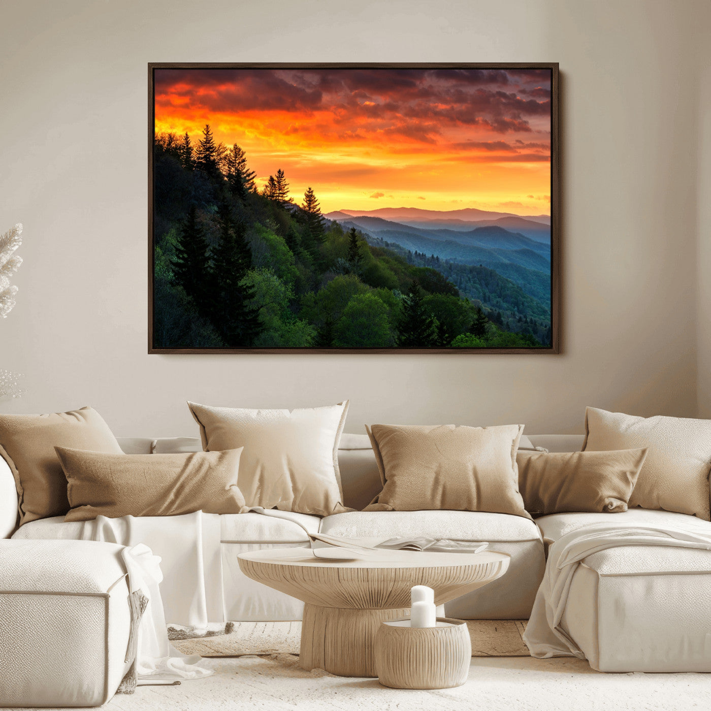 28501-MGV-FC-36X24_Walnut-Forest Landscape Wall Art Sunset Canvas, Forest Sunset Canvas Print