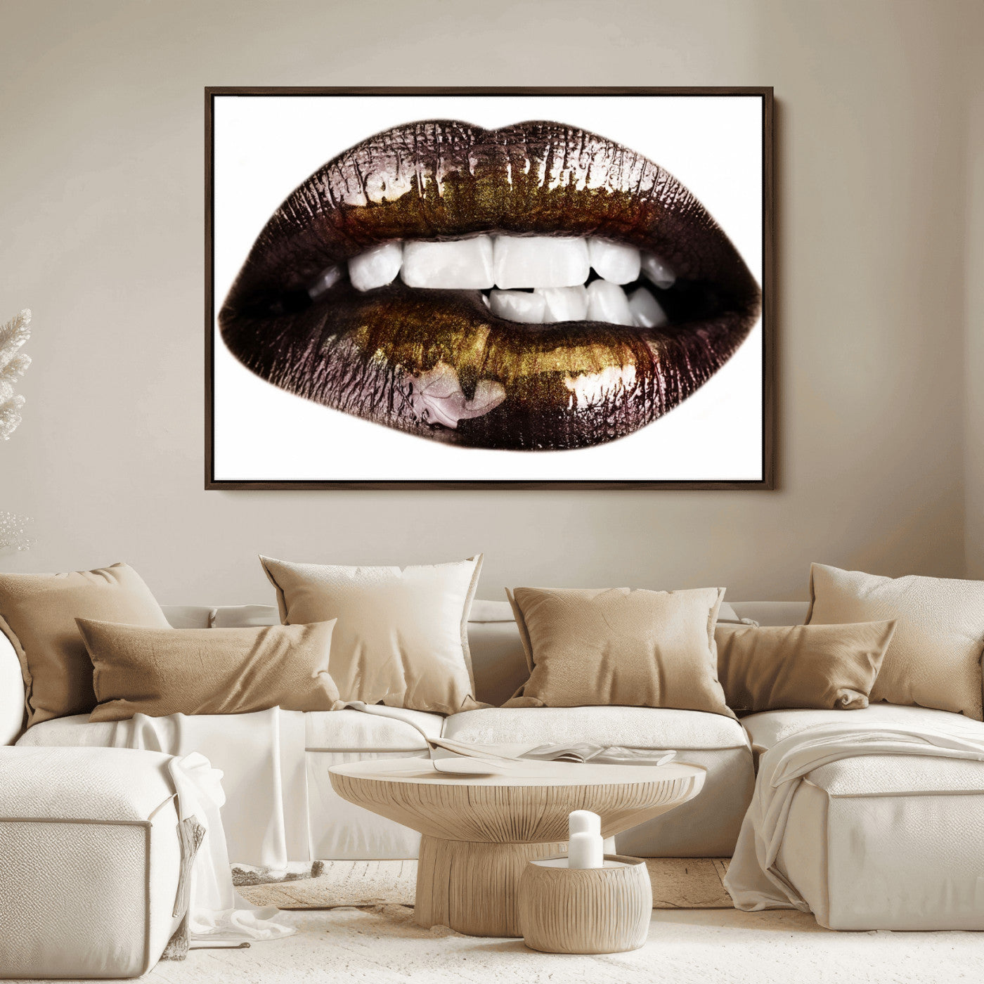 67580-MGV-FC-36X24_Walnut-Close Up Lips Wall Art Canvas Print
