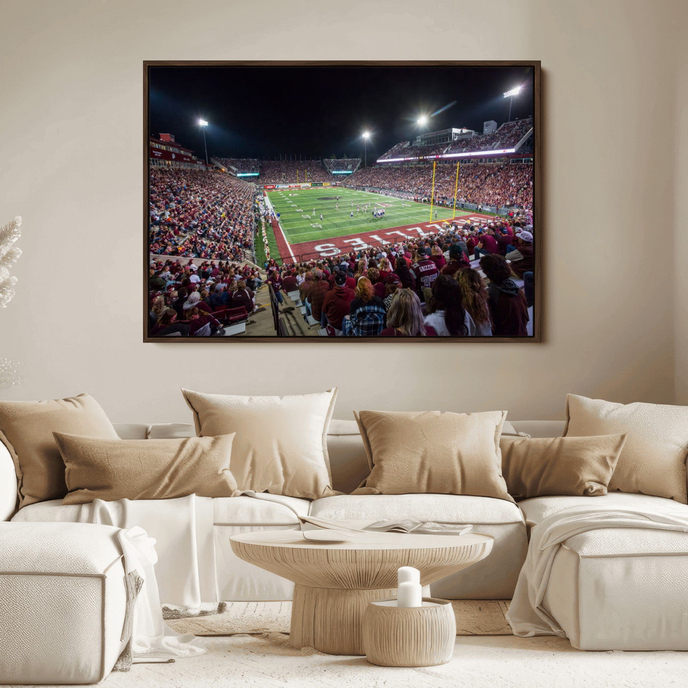 56191-MGV-FC-36X24_Walnut-American Football Wall Art Canvas Print, Stadium Sport Wall Art Print