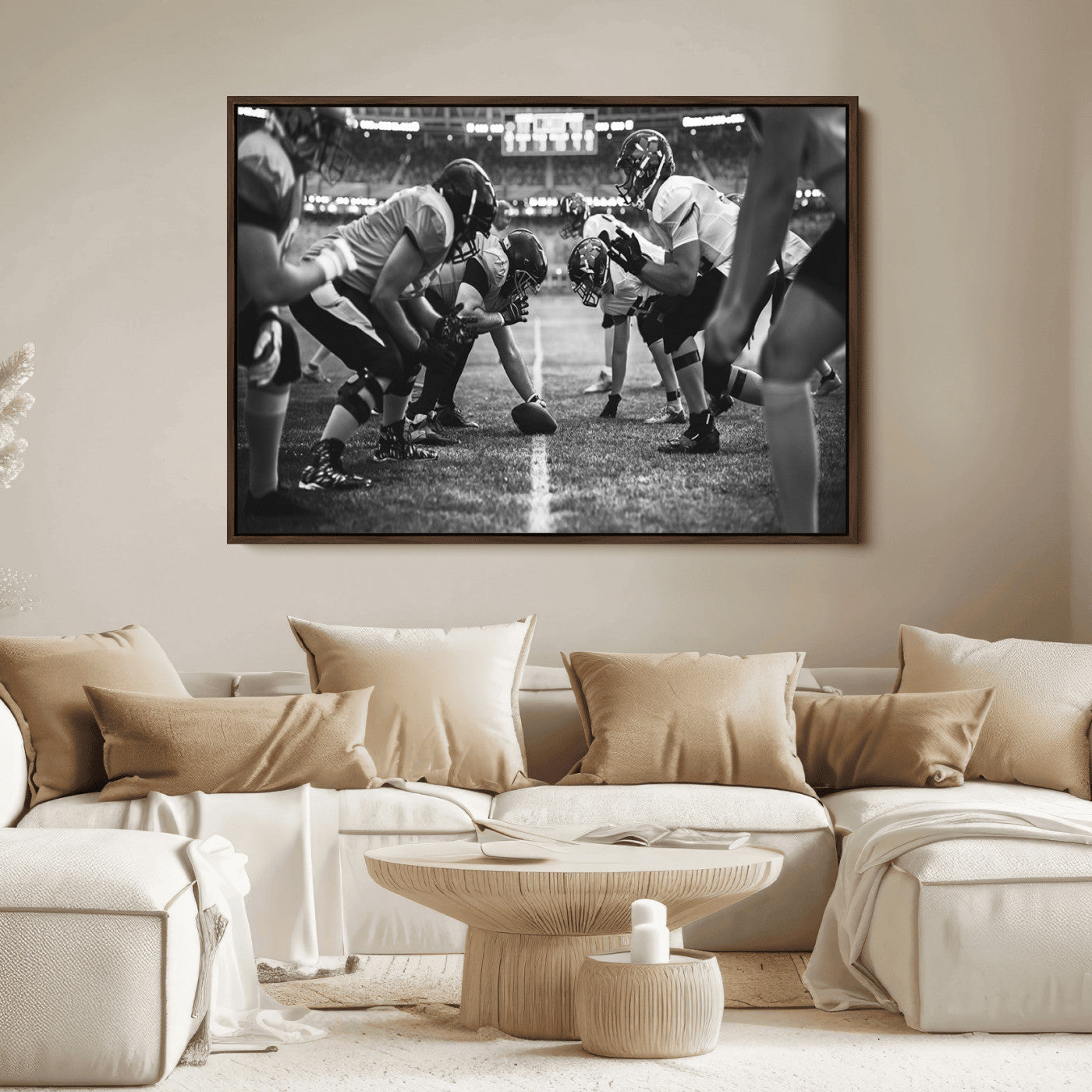 13273-MGV-FC-36X24_Walnut-American Football Wall Art Canvas Print, Stadium Sport Wall Art Print