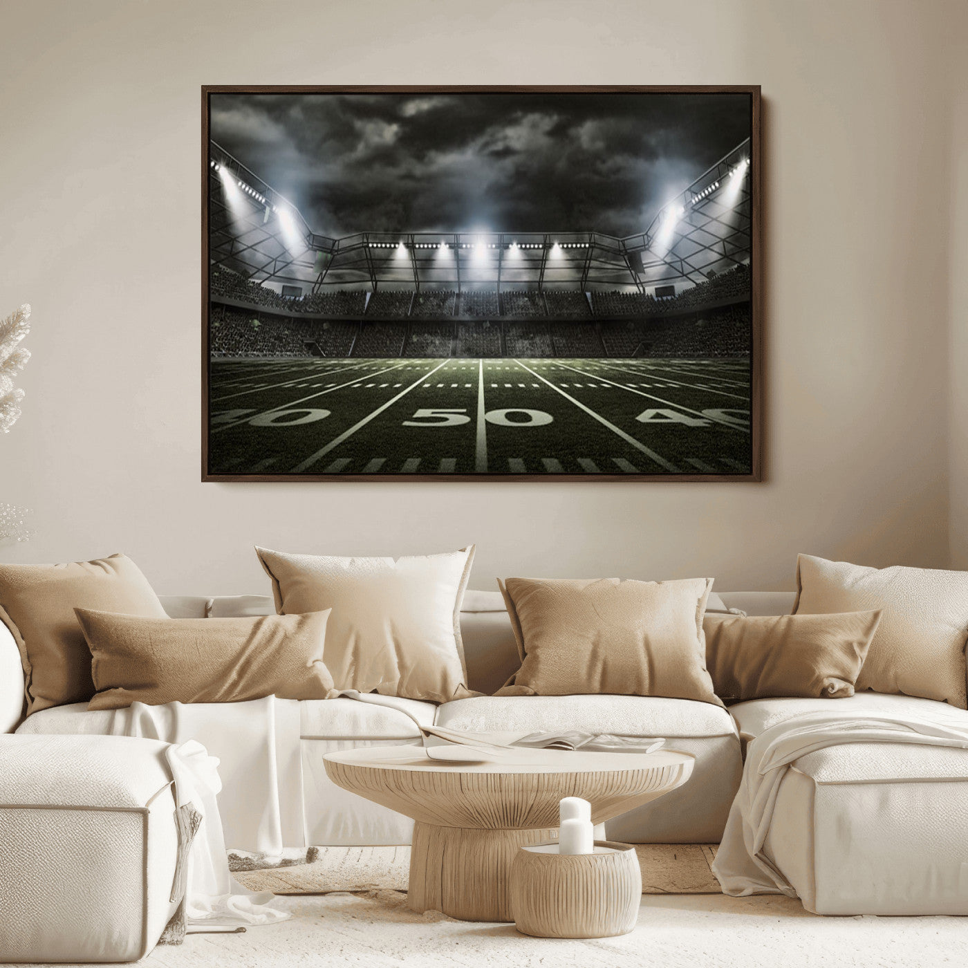 90107-MGV-FC-36X24_Walnut-American Football Stadium Wall Art Canvas Print, Stadium Sport Wall Art Print