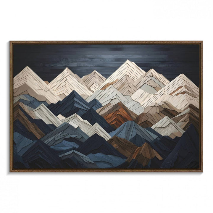 Wood Mountain Range Wall Art - Ready to Hang 3-Piece Set for Modern Rustic Decor, Abstract Wooden Design for Living Rooms Offices