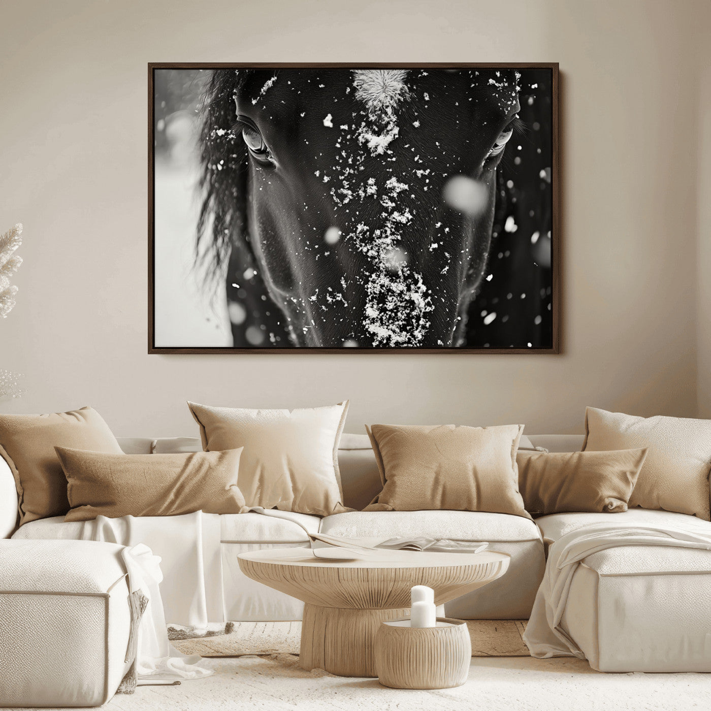 Winter Horse Snow Wall Art Canvas Print