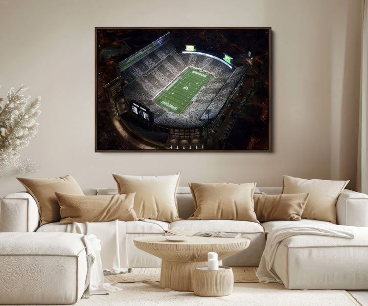 Michigan State Spartans Football Team Print - East Lansing Spartan Stadium Print Wall Art