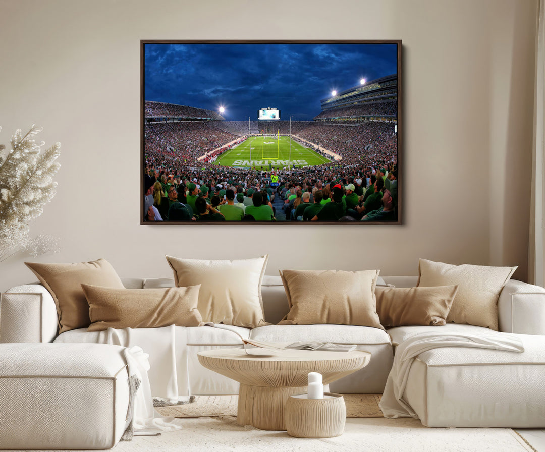 Michigan State Spartans Football Team Print - East Lansing Spartan Stadium Wall Art Canvas Print