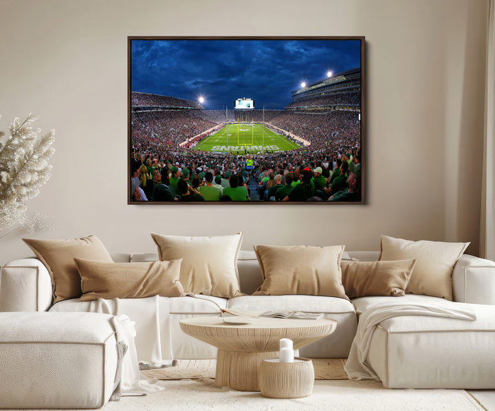 Michigan State Spartans Football Team Print - East Lansing Spartan Stadium Wall Art Canvas Print