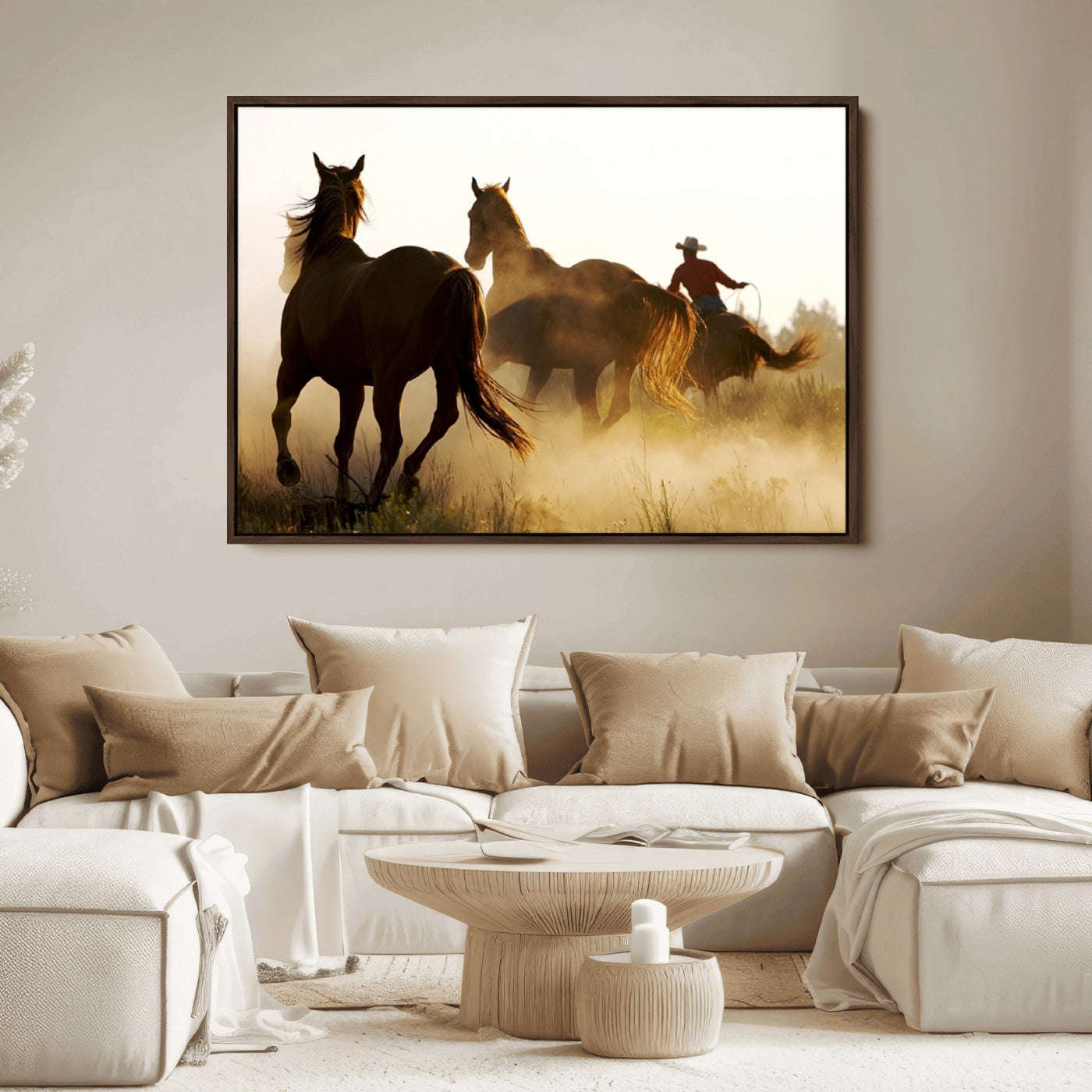 49068-MGV-FC-36X24_Walnut-Horses and Cowboys Wall Art Canvas Print