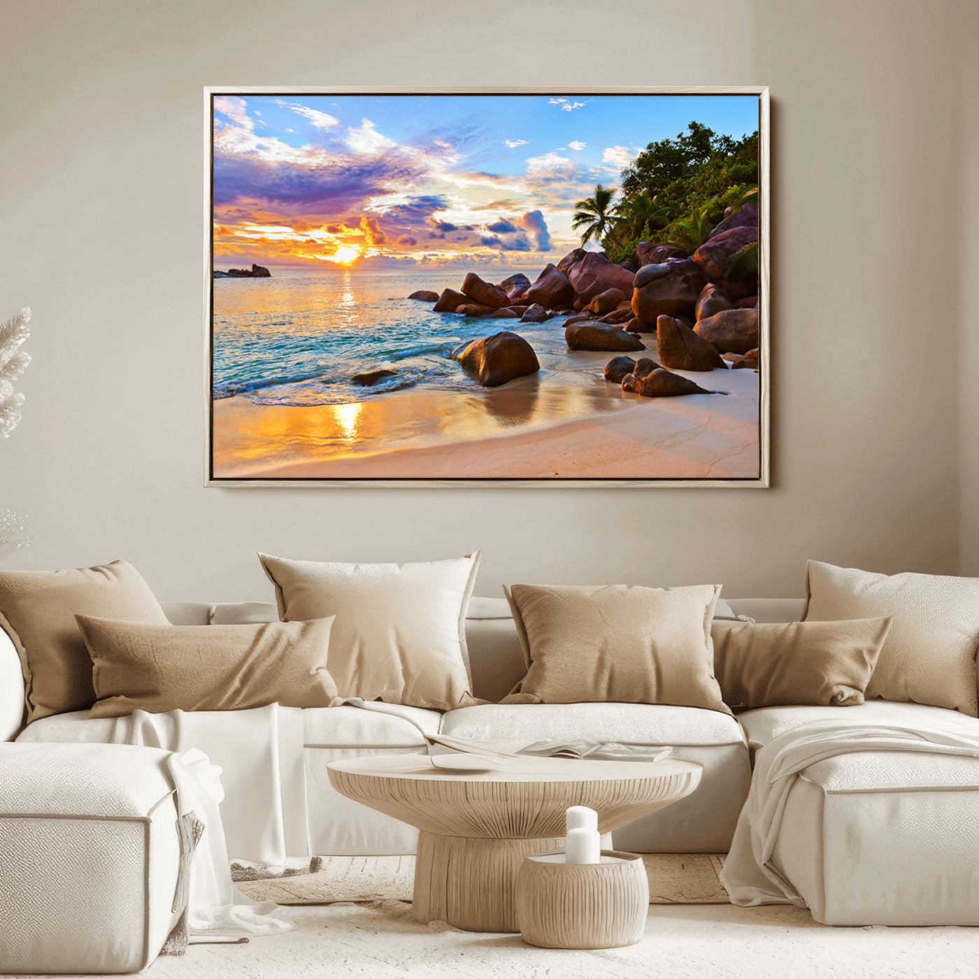 43209-MGV-FC-36X24_Natural-Tropical Island Beach Sunset Canvas Print