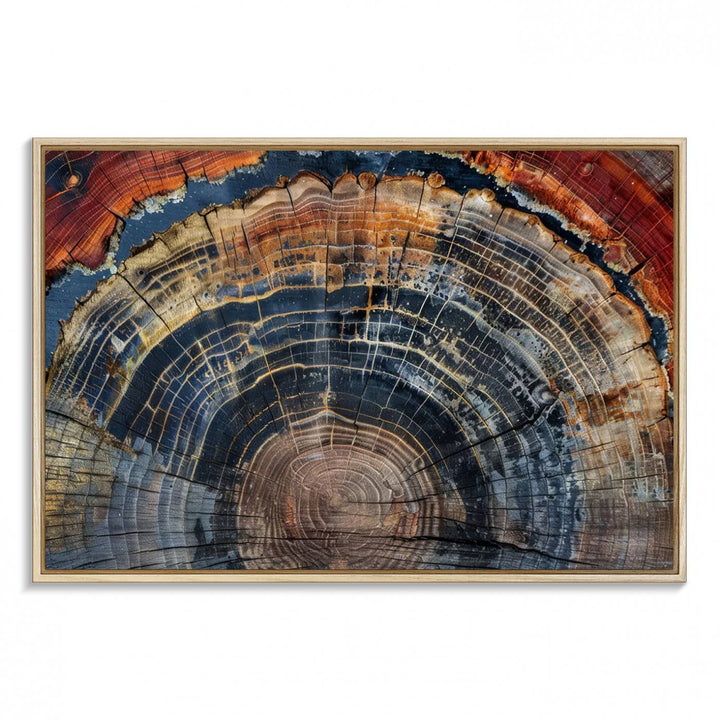 Abstract Tree Ring Wall Art, Colorful Framed Tree Ring Wall Decor, Minimalist Home Canvas Art, Modern Farmhouse Decor