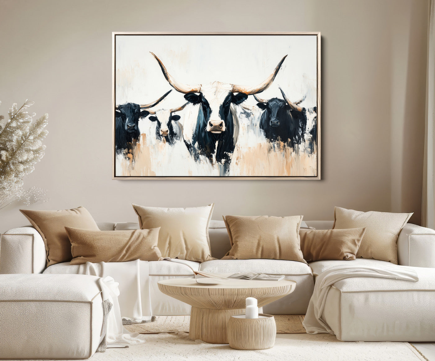 94780606-MGV-FC-36X24-Texas Longhorn Wall Art Canvas Print – Majestic Horned Bull Western Cattle Rustic Ranch Artwork for Home Office