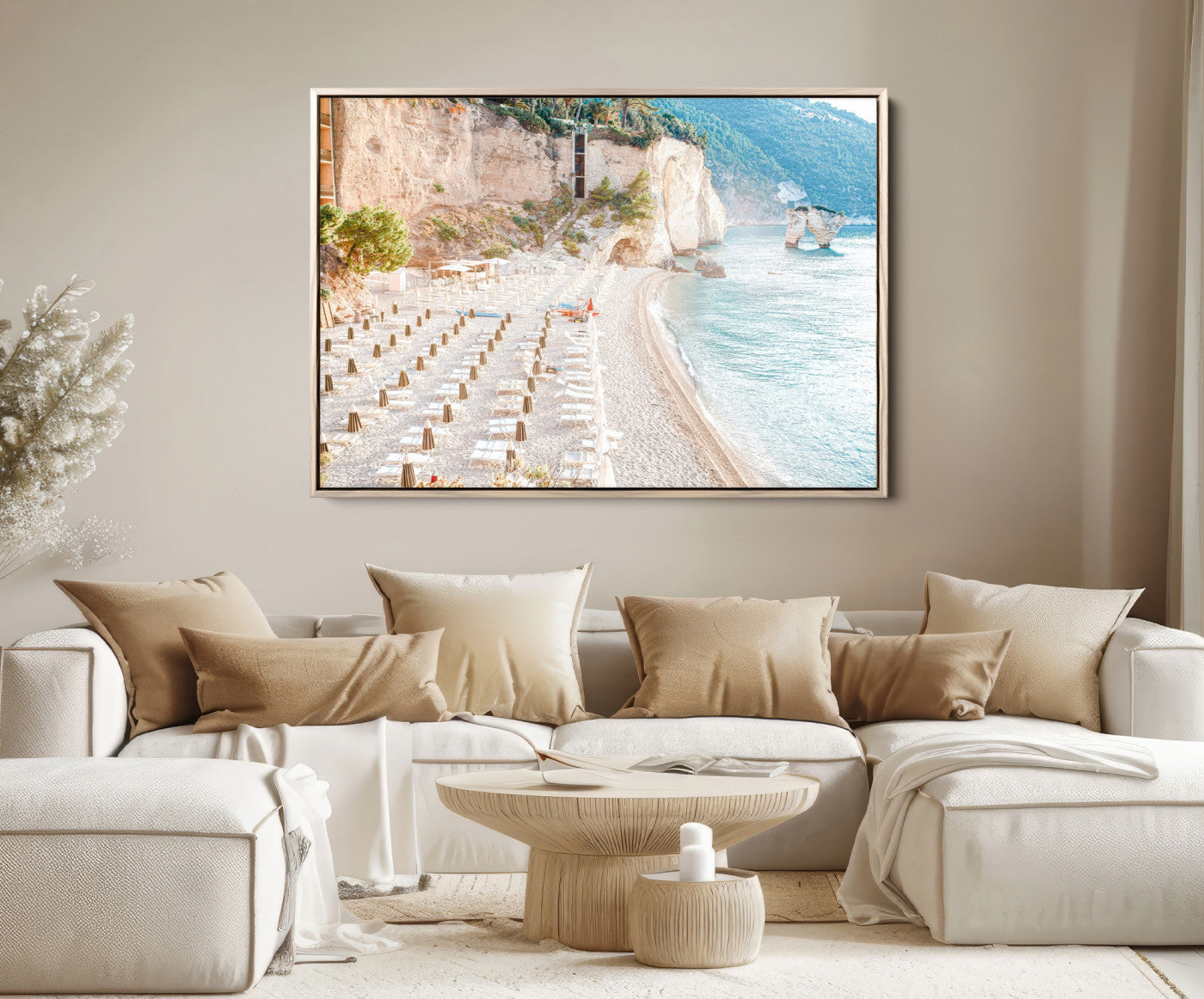 84816639-MGV-FC-36X24-Beach Wall Art Canvas Print – Framed Coastal Seascape Summer Shore Relaxing Ocean Landscape Artwork for Home Office