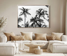 46641801-MGV-FC-36X24-Palm Wall Art Canvas Print, Framed Tropics Art Picture Print, Monochrome Perfect Minimalist Decor