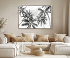 Edit-Images-Black and White Palm Tree Wall Art – Monochrome Tropical Canvas Print for Coastal or Minimalist Living Room Decor