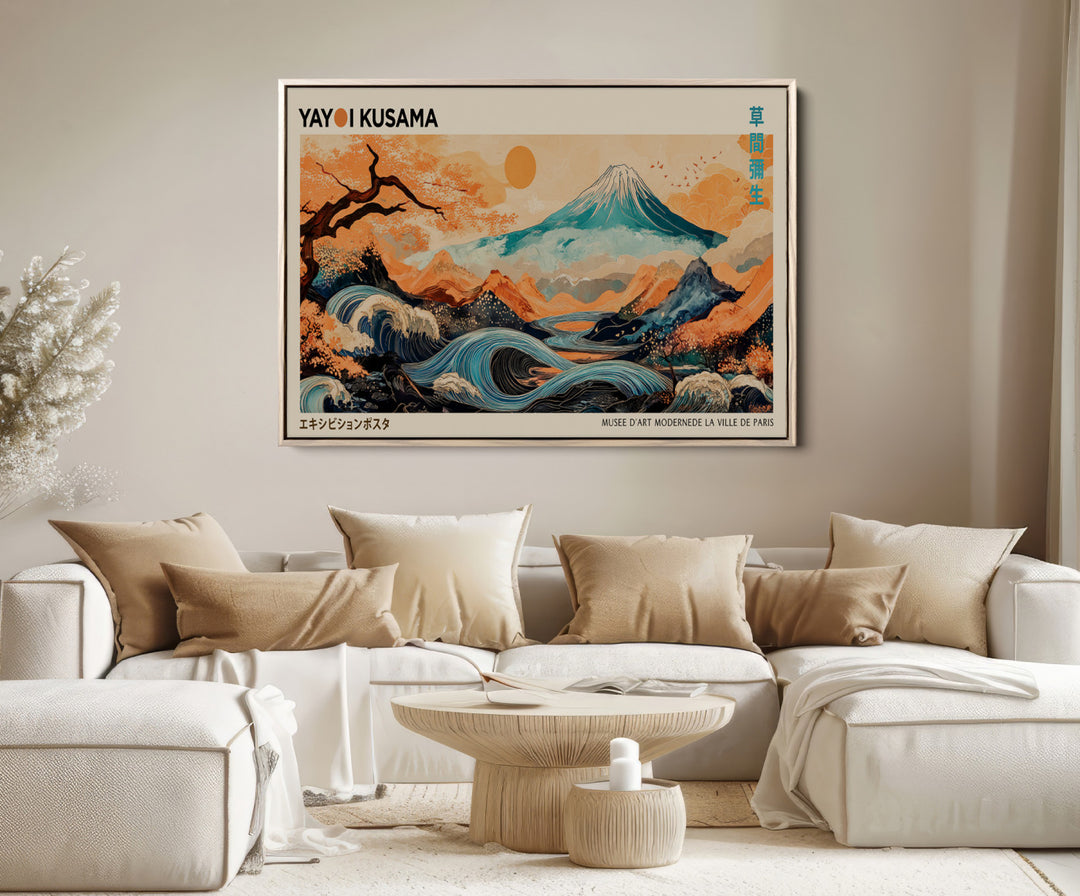 Modern Japanese Wall Art Print Yayoi Kusama Canvas Wall Art Abstract Mount Fuji Canvas Print Japanese Landscape Art Printing