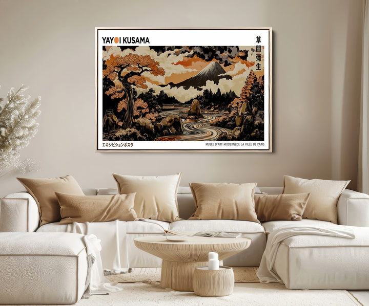Modern Japanese Wall Art Print Yayoi Kusama Canvas Wall Art Abstract Mount Fuji Canvas Print Japanese Landscape Art Printing