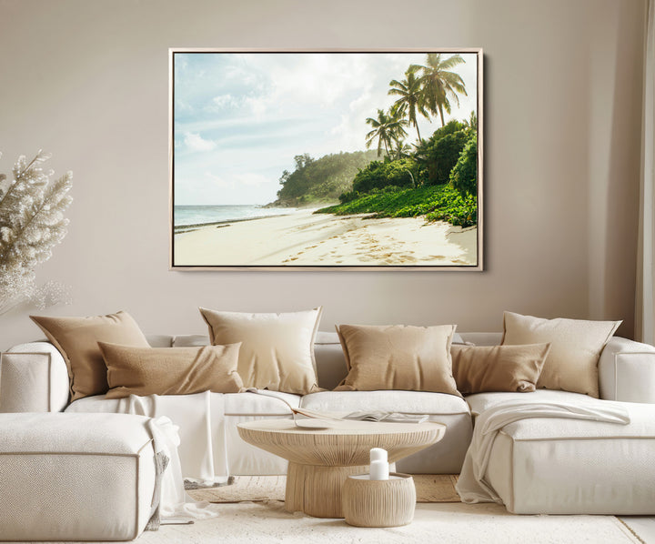 Relaxing Beach Wall Art Canvas Print, Framed Ocean View Art Picture Print, Coastal Serenity Perfect Tropical Coastal Decor Artwork