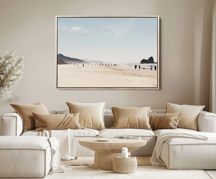 Minimalist Beach Wall Art Canvas Print, Framed Coastal Serenity Art Picture Print, Soft Sand Perfect Coastal Decor Artwork