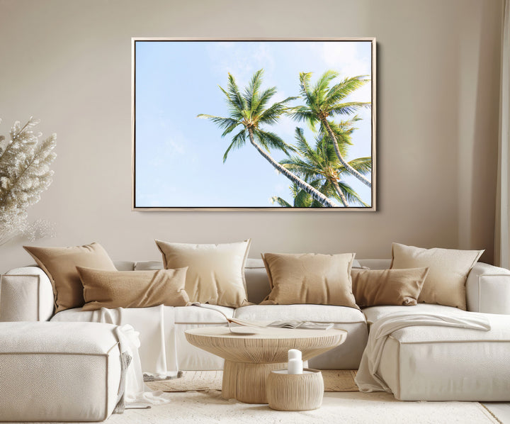 Palm Trees Wall Art Canvas Print, Framed Tropical Art Picture Print, Coastal Perfect Tropical Decor Artwork