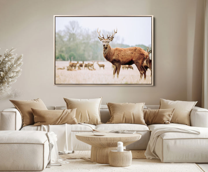 Rustic Nature Print Wall Art Canvas Print, Framed Deer Canvas Wall Art Art Picture Print, Nordic Animal Art Perfect Rustic Nature Decor