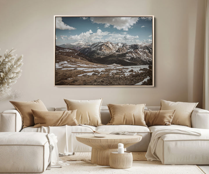 Mountain Landscape Wall Art Canvas Print, Framed Snowy Peaks Art Picture Print, Rugged Highlands Perfect Rustic Adventure Decor Artwork