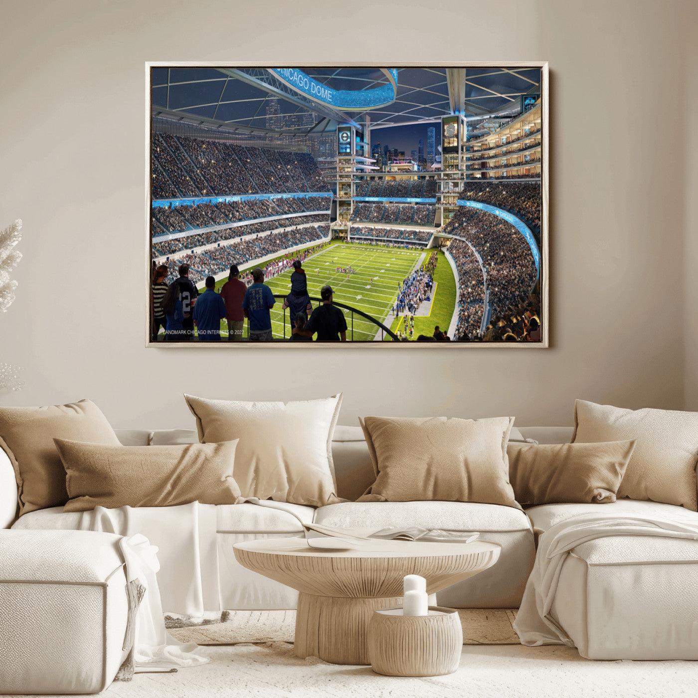 41816511-MGV-CV-36X24-Chicago Bears Soldiers Field Wall Art Canvas Print – Framed Football Stadium Artwork for Sports Fans, Soldier Field Skyline Canvas Decor for Game Room or Man Cave