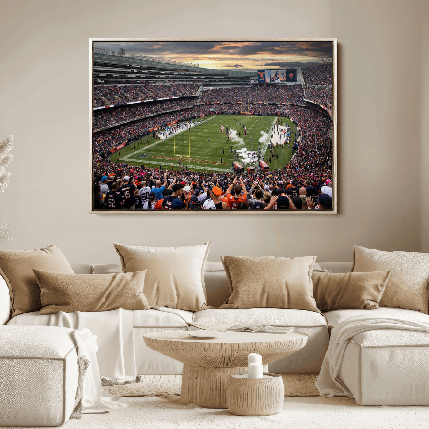87578930-MGV-CV-36X24-Chicago Bears Soldiers Field Wall Art Canvas Print – Framed Football Stadium Artwork for Sports Fans, Soldier Field Skyline Canvas Decor for Game Room or Man Cave