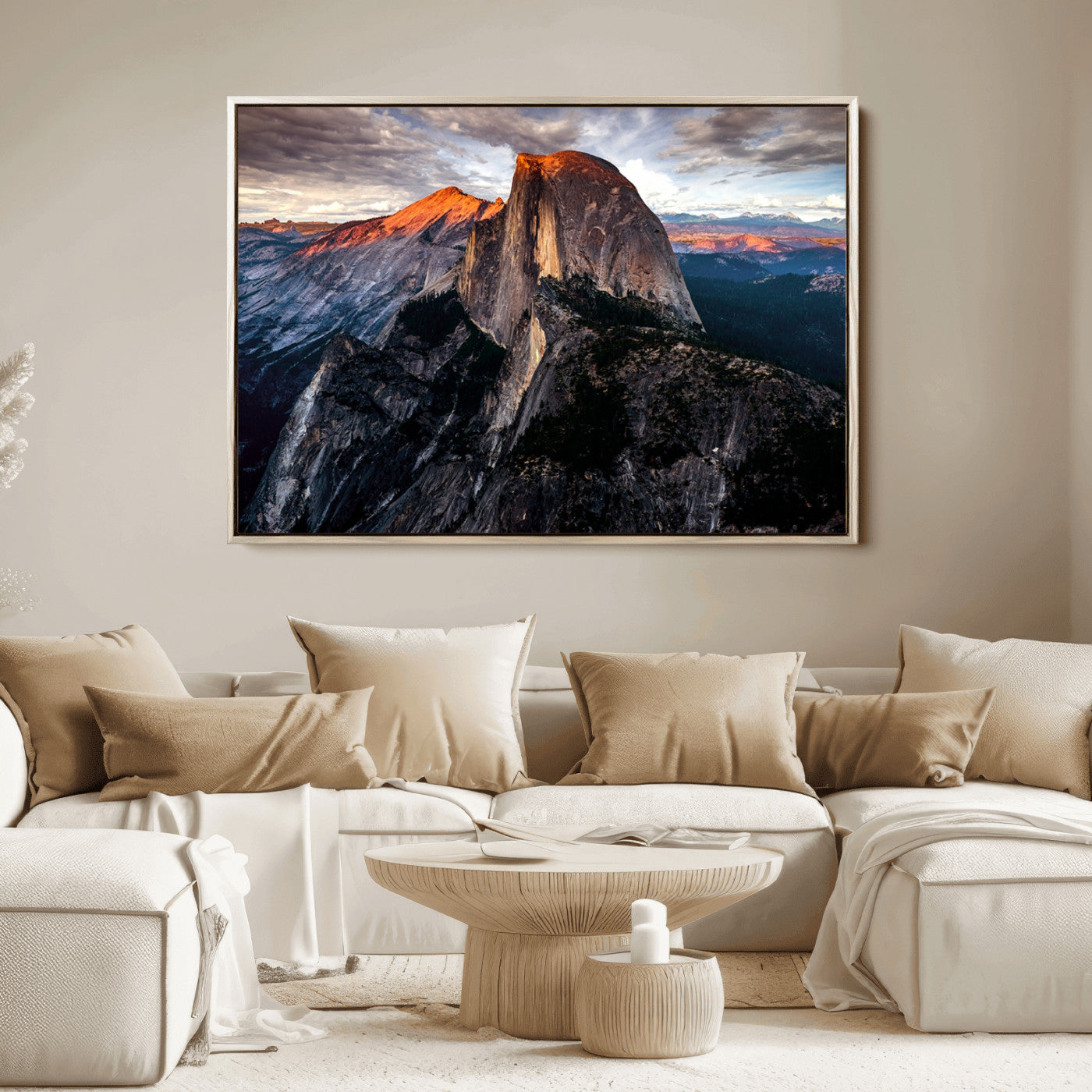 20714-MGV-FC-36X24_Natural-Half Dome Wall Art Print - Yosemite Majestic Triptych Landscape Print – National Park Nature Decor for Living Room or Office – Ready to Hang