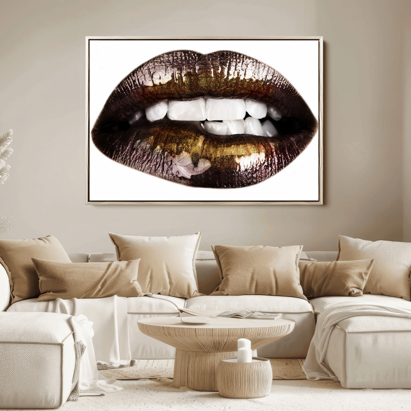 67580-MGV-FC-36X24_Natural-Close Up Lips Wall Art Canvas Print