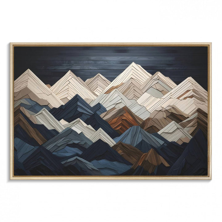 Wood Mountain Range Wall Art - Ready to Hang 3-Piece Set for Modern Rustic Decor, Abstract Wooden Design for Living Rooms Offices