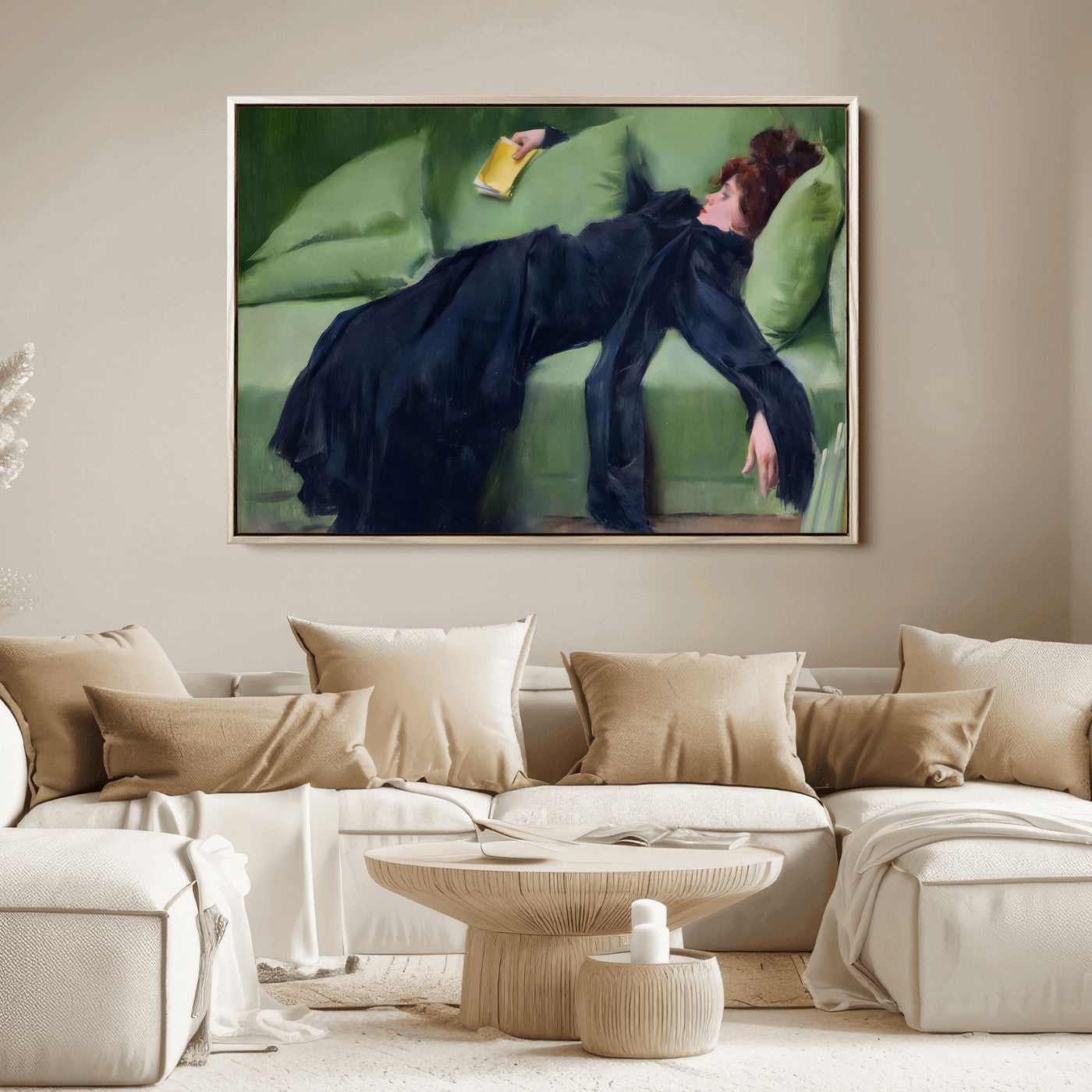 17725-MGV-FC-30X20_Natural-Decadent Girl by Ramon Casas Wall Art Canvas Print, Framed Decadent Girl Canvas Print