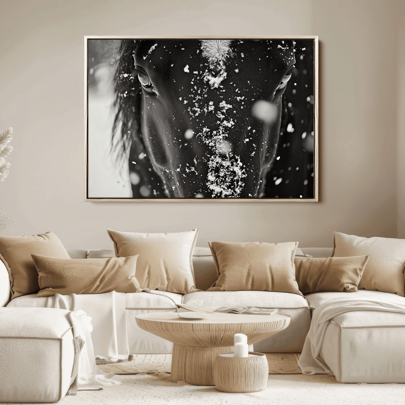Winter Horse Snow Wall Art Canvas Print