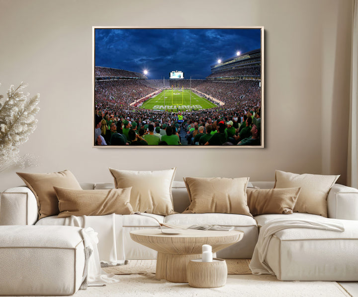 Michigan State Spartans Football Team Print - East Lansing Spartan Stadium Wall Art Canvas Print