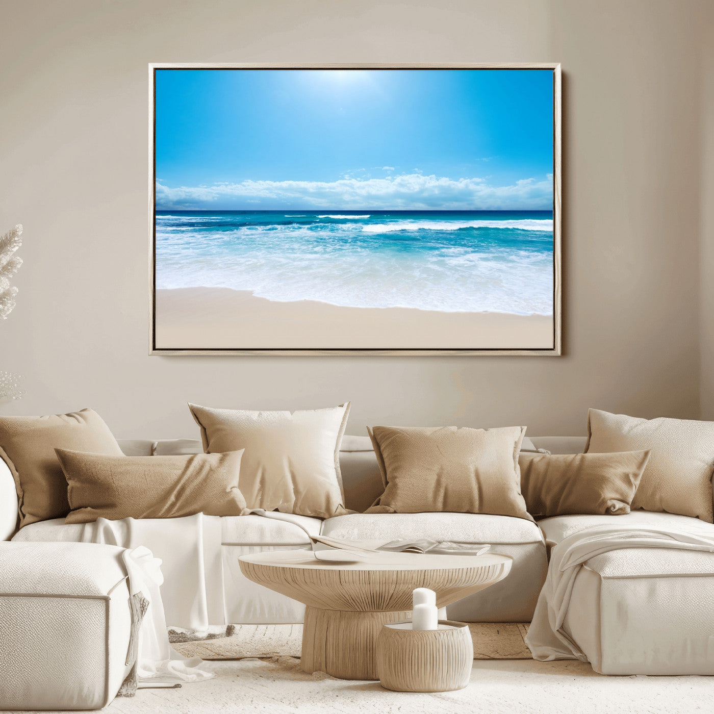 45929-MGV-FC-36X24_Natural-Wall Art Canvas Print Shiny Blue Sea and Beach