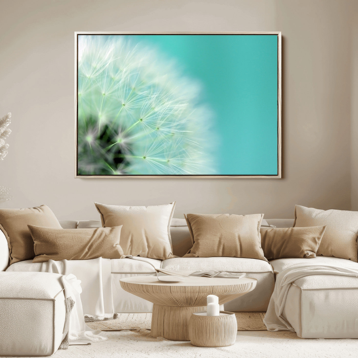 26056-MGV-FC-36X24_Natural-DANDELION Flower Wall Art Canvas Print, Canvas Dandelion Floral Wall Art