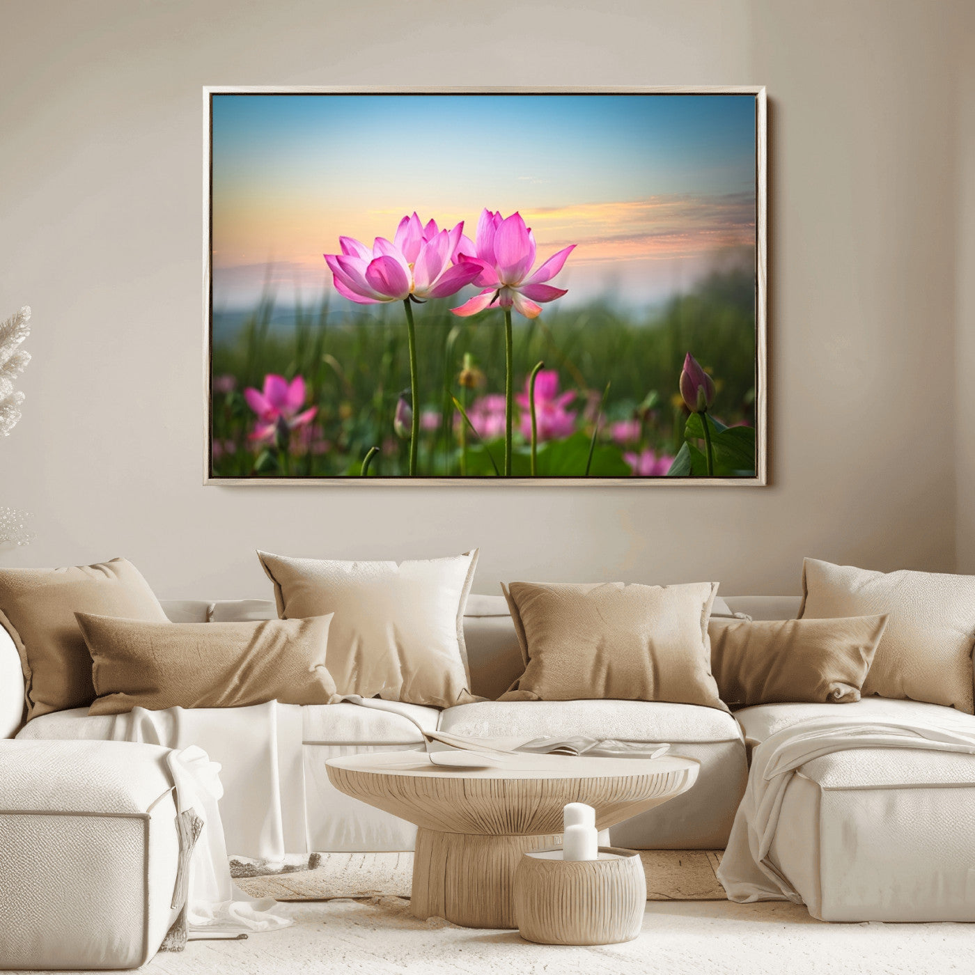 64234-MGV-FC-36X24_Natural-Pink Flower on the Mountain Canvas Print, Framed Pink Flower Canvas Wall Art