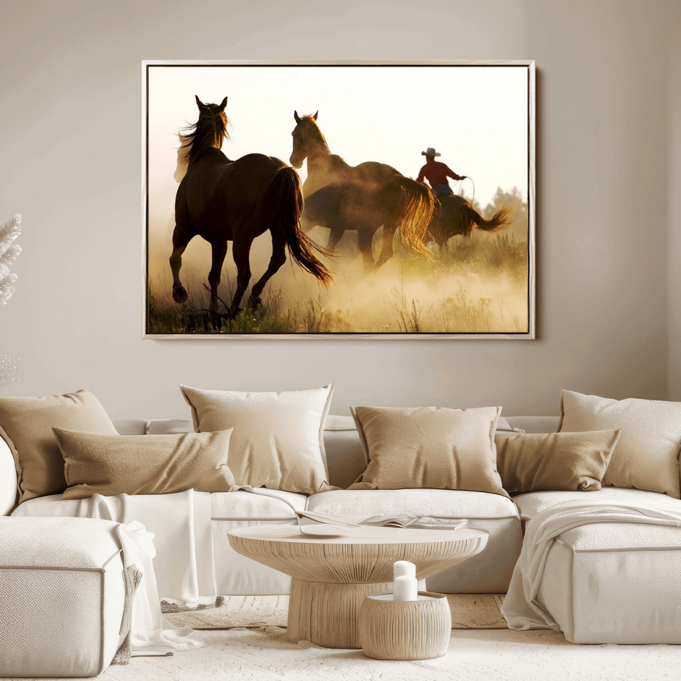 49068-MGV-FC-36X24_Natural-Horses and Cowboys Wall Art Canvas Print