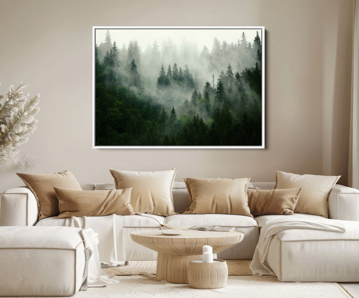 Misty Forest Wall Art Canvas Print - Foggy Forest Landscape Canvas Wall Art – Serene Triptych Nature Print – Woodland Landscape Decor