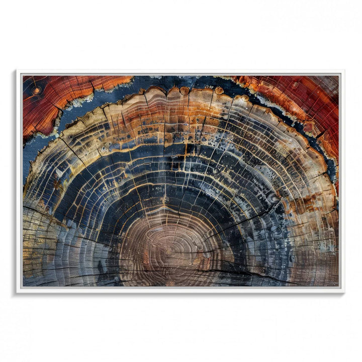 Abstract Tree Ring Wall Art, Colorful Framed Tree Ring Wall Decor, Minimalist Home Canvas Art, Modern Farmhouse Decor