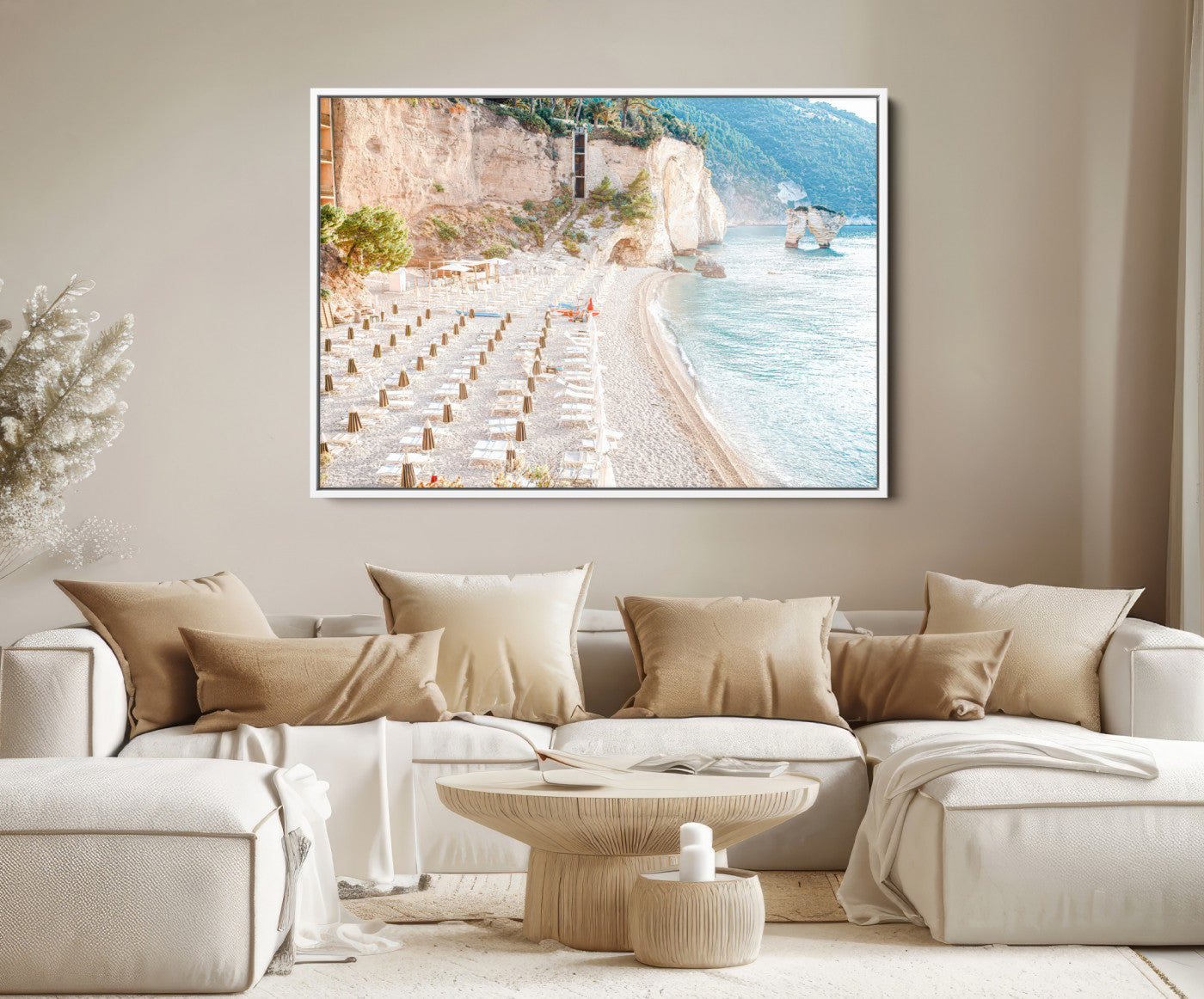 84816639-MGV-FC-36X24-Beach Wall Art Canvas Print – Framed Coastal Seascape Summer Shore Relaxing Ocean Landscape Artwork for Home Office