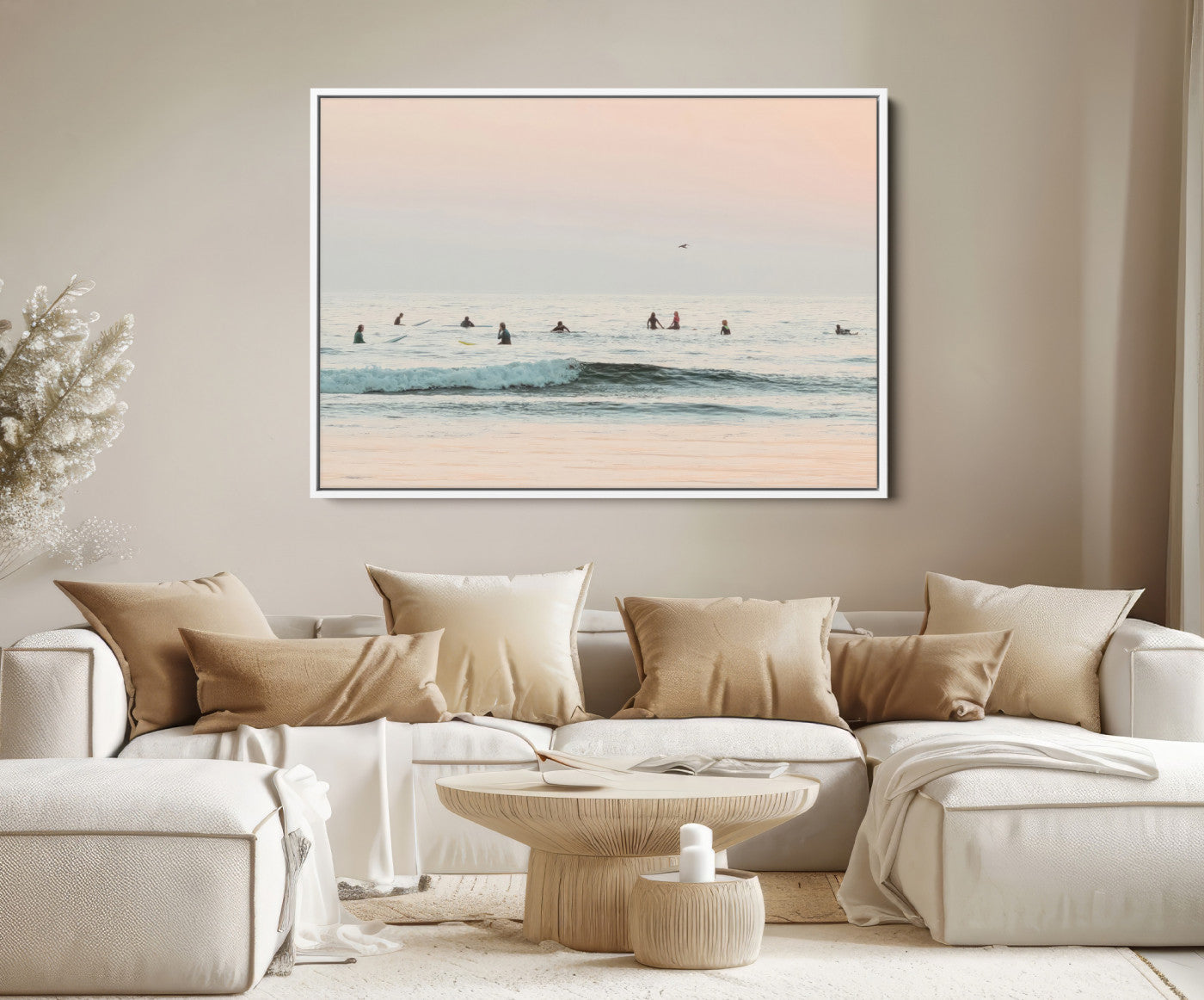 98888919-MGV-FC-36X24-Pastel Ocean Wall Art Canvas Print, Framed Soft Sunset Art Picture Print, Calm Sea Perfect minimalist Decor