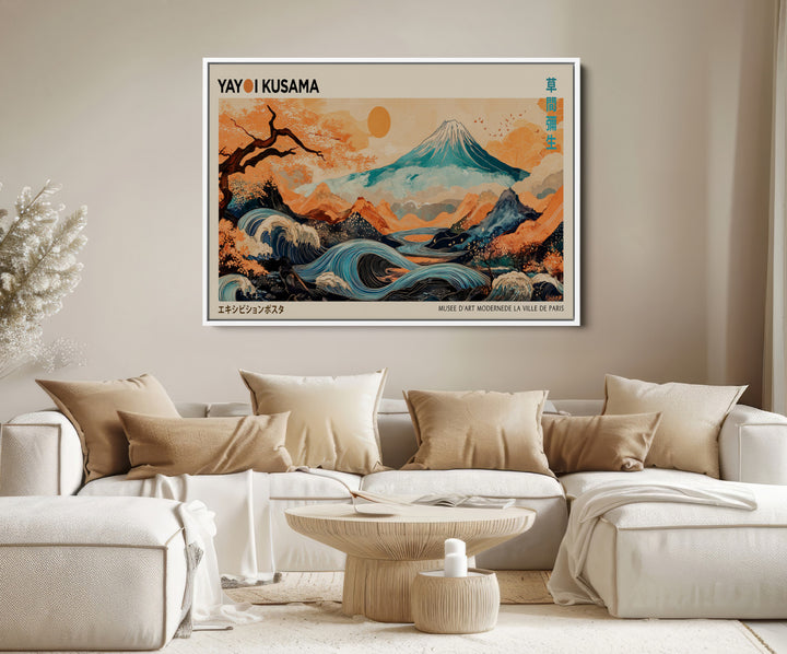 Modern Japanese Wall Art Print Yayoi Kusama Canvas Wall Art Abstract Mount Fuji Canvas Print Japanese Landscape Art Printing