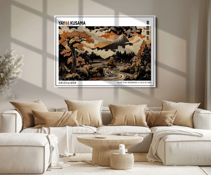 Modern Japanese Wall Art Print Yayoi Kusama Canvas Wall Art Abstract Mount Fuji Canvas Print Japanese Landscape Art Printing