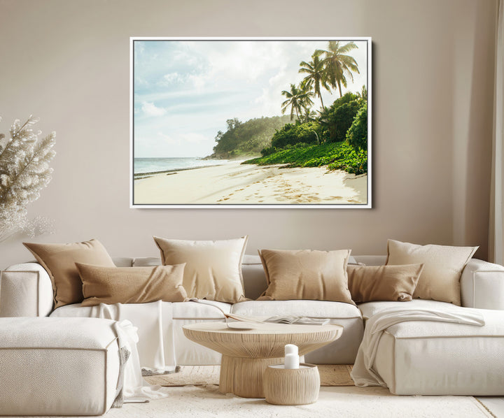 Relaxing Beach Wall Art Canvas Print, Framed Ocean View Art Picture Print, Coastal Serenity Perfect Tropical Coastal Decor Artwork