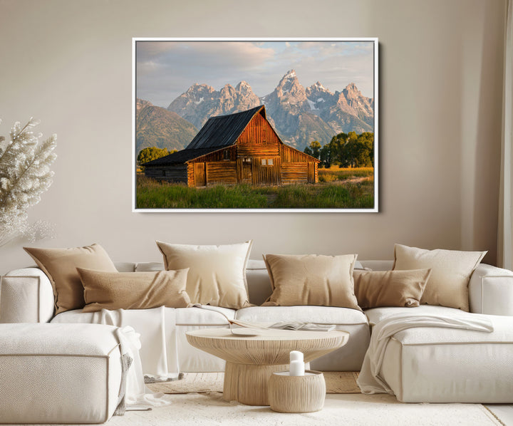 Rustic Barn Wall Art Canvas Print, Framed Western Landscape Art Picture Print, Farmhouse Style Perfect Rustic Farmhouse Decor Artwork