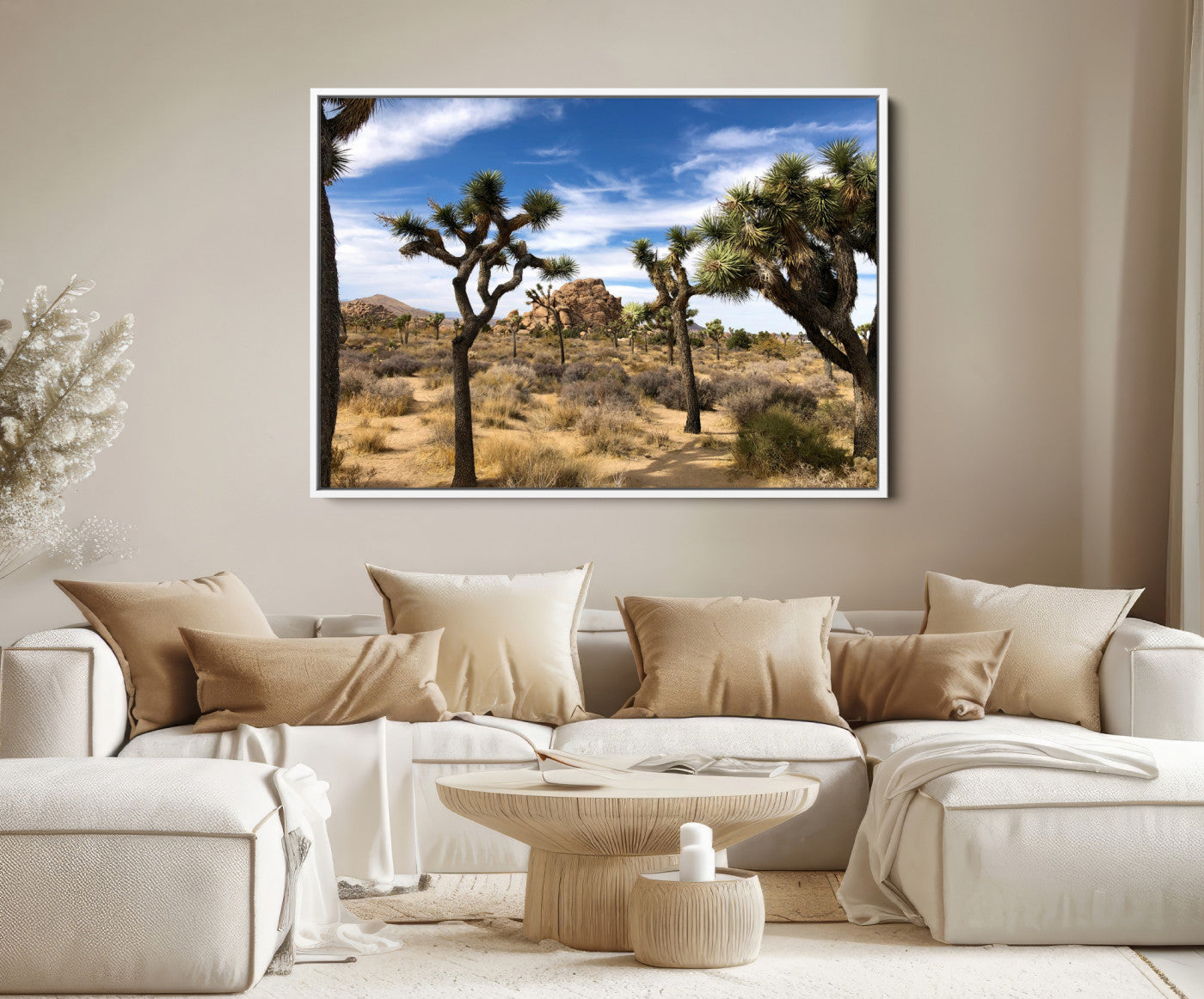 25722592-MGV-FC-36X24-Joshua Tree Desert Wall Art Canvas Print – Framed Southwestern Rustic Earth Tone Nature Scene Artwork for Home Office