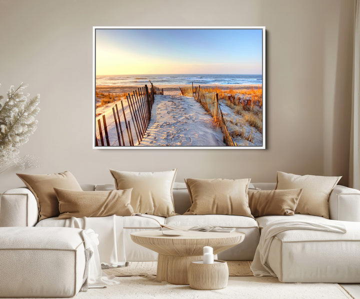 Ocean Sunset Wall Art Wall Art Canvas Print, Framed Nautical Photography Art Picture Print, Summer Beach House Decor Perfect Coastal