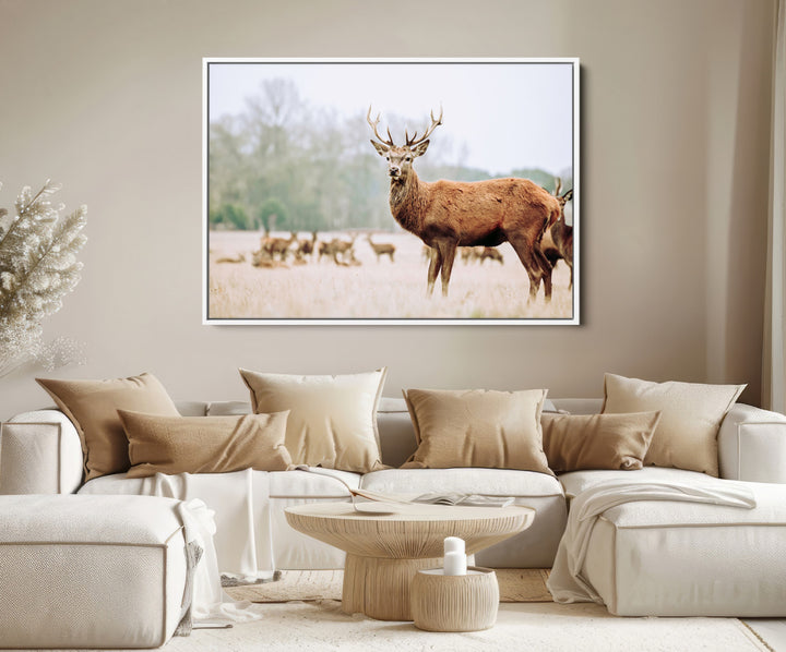 Rustic Nature Print Wall Art Canvas Print, Framed Deer Canvas Wall Art Art Picture Print, Nordic Animal Art Perfect Rustic Nature Decor
