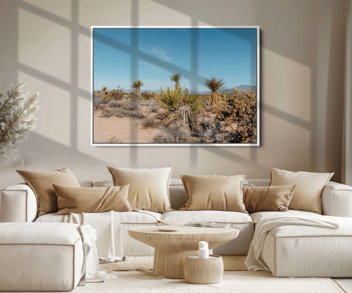 Joshua Tree Wall Art Canvas Print, Desert Landscape Print, Framed Warm Earth Tones Art Print, Large California Southwest Printing