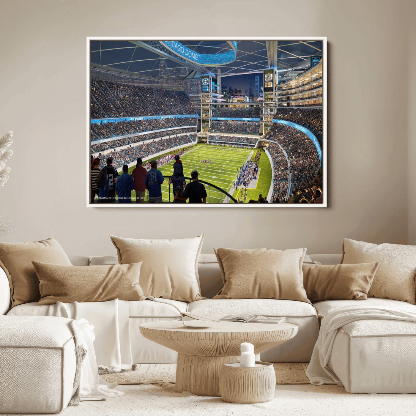 41816511-MGV-CV-36X24-Chicago Bears Soldiers Field Wall Art Canvas Print – Framed Football Stadium Artwork for Sports Fans, Soldier Field Skyline Canvas Decor for Game Room or Man Cave