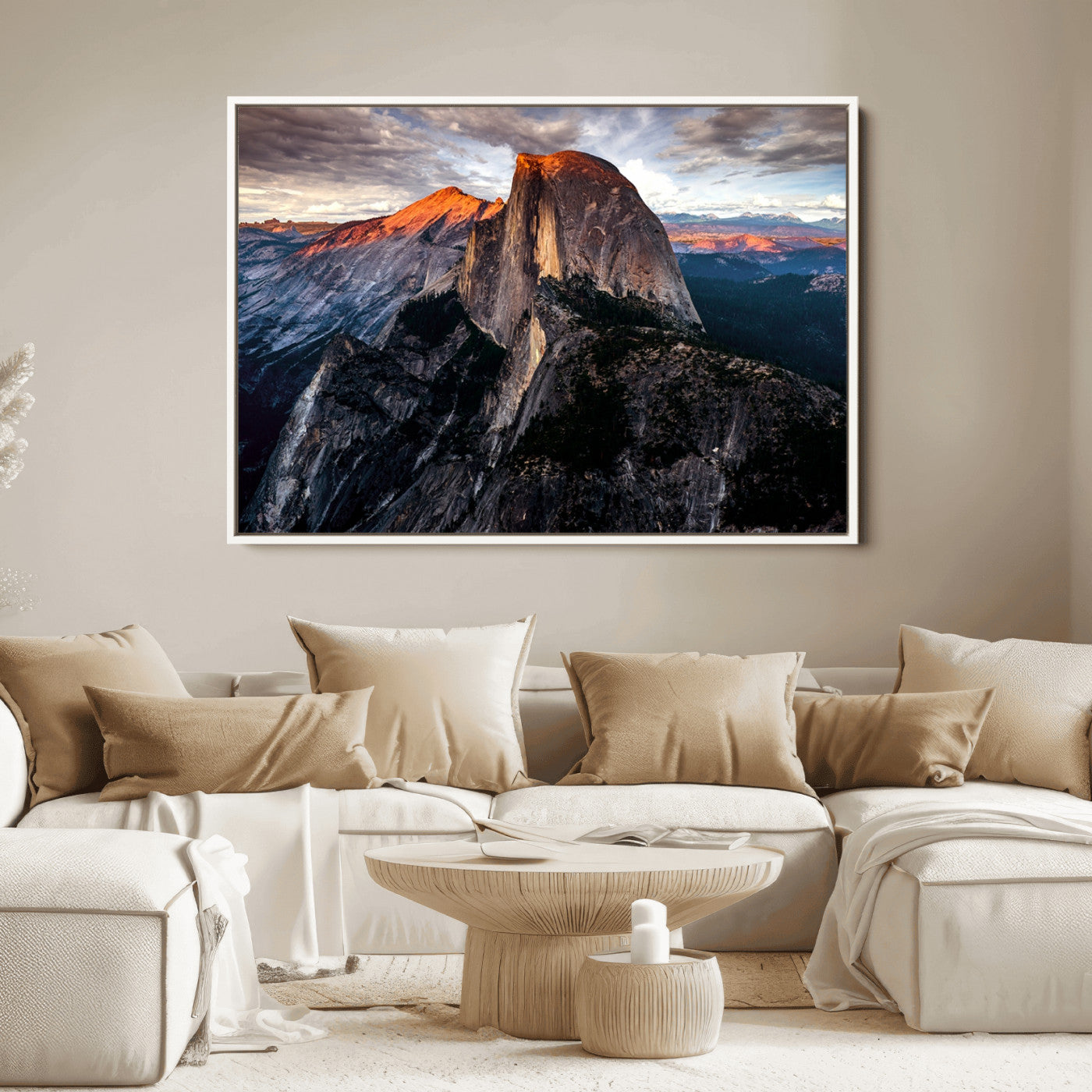 20714-MGV-FC-36X24_White-Half Dome Wall Art Print - Yosemite Majestic Triptych Landscape Print – National Park Nature Decor for Living Room or Office – Ready to Hang